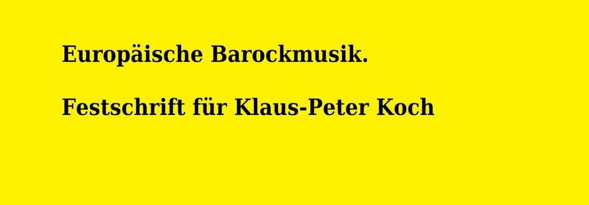 Festschrift Prof. Dr. Klaus-Peter Koch Cover Festschrift Prof. Dr. Klaus-Peter Koch